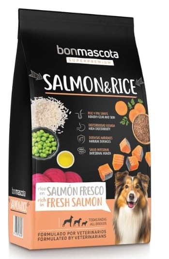 Pienso Perro Adulto. Bonmascota Salmon y Arroz (Saco 10 kg) - para Todas Las Razas.