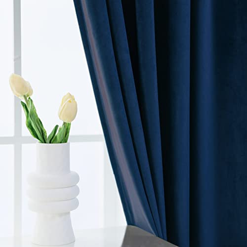 Pleasant Boulevard | Velvet Curtains [2 Panels] Elegant Living Room Bedroom Nursery Window Drape Curtains For Room Darkening, Rod Pocket Style (52 X 63In, Royal Blue) #TOP4
