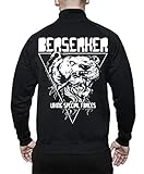 Herren Sweatjacke mit stylischem ,,Berserker Viking Special Forces '' Print. Coole Geschenk-Idee für den Mann oder Freund, den absoluten Anhänger der nordischen Mythologie oder Odin-Fan. Natürlich können Sie die Stehkragenjacke auch einfach selbst bei Ihrem Hobby, auf der Arbeit oder beim Sport tragen.