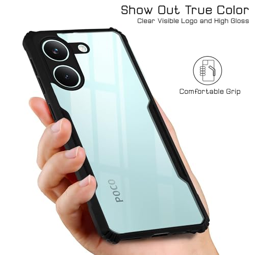Image of Jkobi Hybrid Back Cover Case for Poco X8 Pro (Shockproof with Polycarbonate Clear Panel | Professional Black)