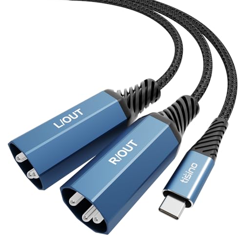 Tisino Cable USB C a XLR (3 m), Cable USB tipo C a 2 XLR Macho para Amplificador de Potencia Estéreo, Conecta Teléfono Móvil USB C a Altavoz Activo o Mesa de Mezclas