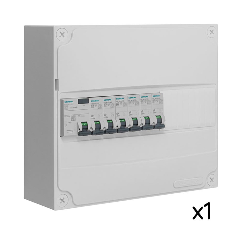 SIEMENS Tableau électrique pré-équipé 1 rangée 13 modules 6 disjoncteurs 1 interrupteur différentiel