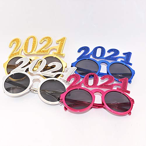 Amosfun Glitter 2021 Ã“culos Ã“culos de Festa de Véspera de Ano Novo 4Pcs Ã“culos de Festa de Feliz