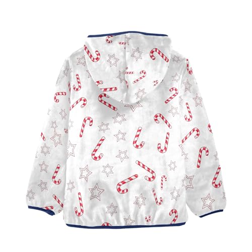 Christmas Candy Star White Toddler Zip up Hoodie Sweatshirt Jacket for Fall Winter 3T2