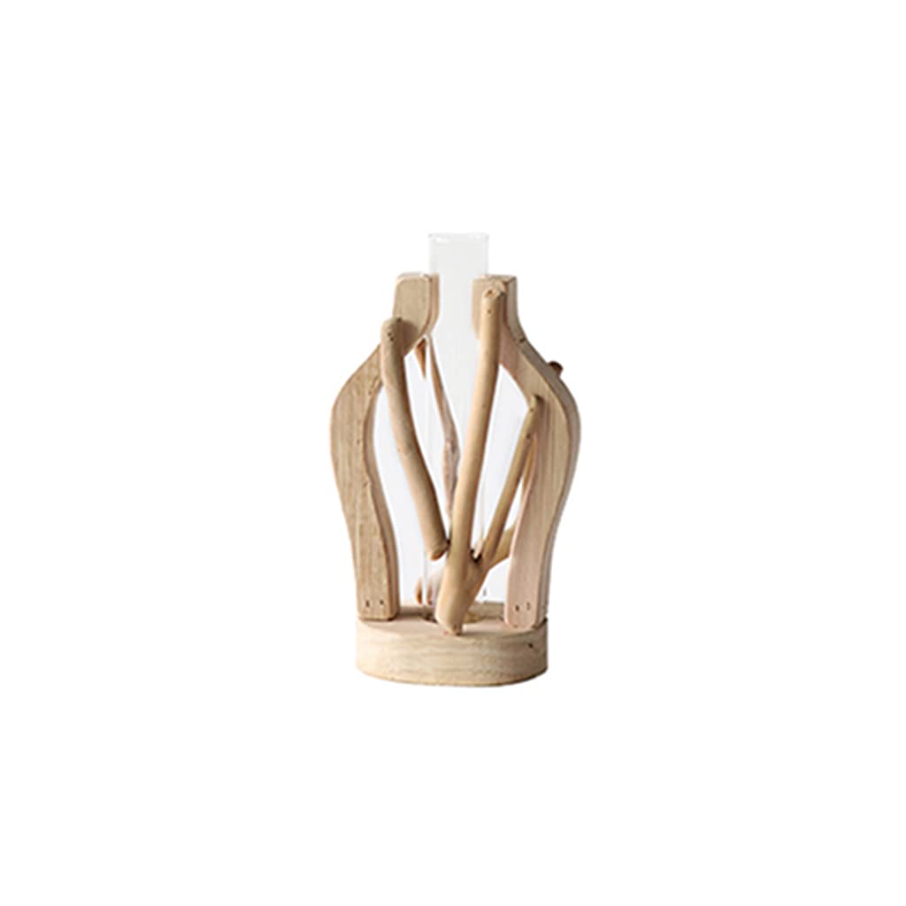 Vase en bois et verre pour décoration de bureau et ornements de table salon