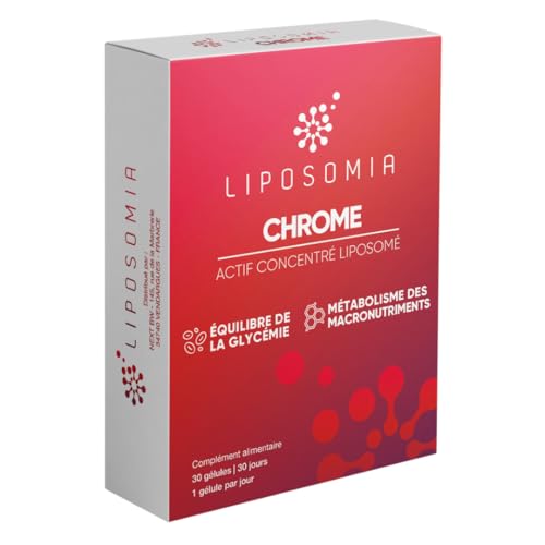 Prescription Nature - CHROME LIPOSOMIA - Complément Alimentaire Glycémie, Macronutriments (Sucre, Graisse) et Glucides - Actif Concentré, Formule Liposomée - Fabrication Française - 30 Gélules