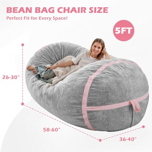 Image of 5FT Bean Bag Chair 5'Giant Bean Bag Chairs with Adults, Large Beanbag Chair