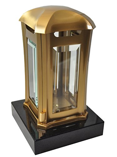 Preisvergleich Produktbild Grablaterne EMSL09 aus Edelstahl auf Messing / Bronze lackiert montiert auf einem Granitsockel (Größe Granitsockel 17cm x17cm x4cm, Black (SSY))