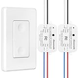 DEWENWILS Wireless Light Switch and Receiver Kit, 10A/1200W, No in-Wall Wiring Required,Remote Control Wall Switch Lighting Fixture for Ceiling Lights, Fans, Lamps,100 Ft RF Range, Programmable