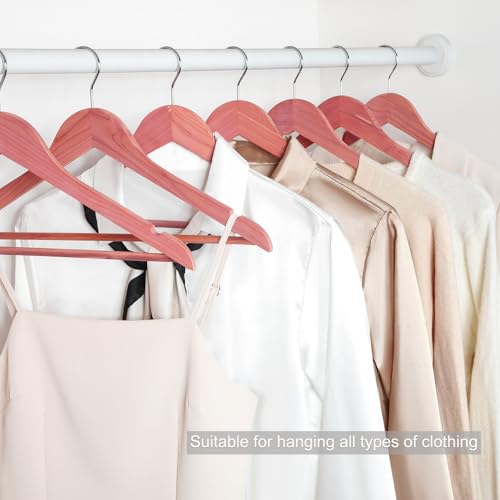 TOPIA HANGER American Red Cedar Wood Coat Hangers, Wooden Suit Hangers, Smooth Cut Notches- 360°Flexible Hook- Solid Non-Slip Bar, 18 Pack- Natural- CT22C