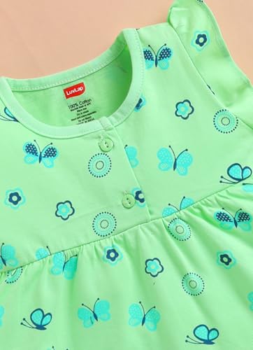 Image of LuvLap Baby Girls Regular Fit 100% Cotton Half Sleeve Girls Knee Length Frock Pack of 3