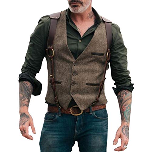 Yiqi Chaleco Traje para Hombre Chaleco Hombre Blazers Traje
