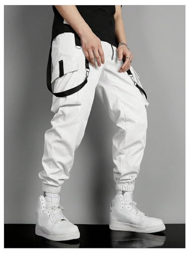 Floerns Men's Casual Flap Pockets Jogger Pants Hip Pop Slant Pockets Cargo Pants3