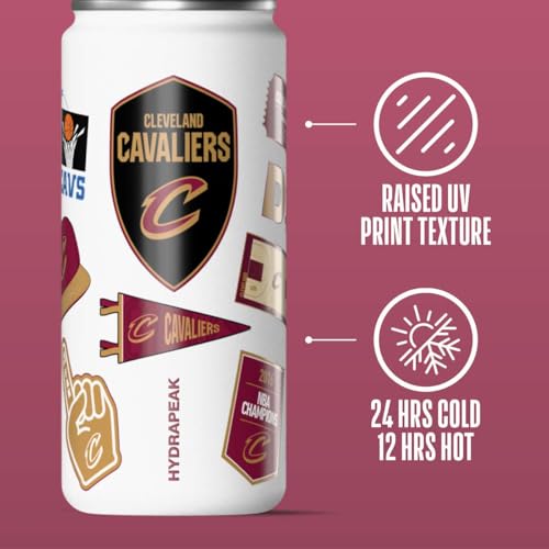 Image of Hydrapeak NBA Officially Licensed Cleveland Cavaliers 20oz Insulated Water Bottle with Straw Lid & Carry Handle, Leak-Proof Stainless-Steel Game Experience Sports Bottle for Kids, School, Camp