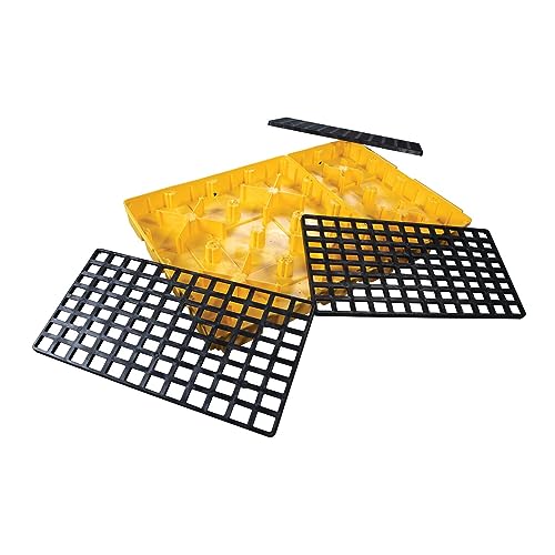 Eagle 6 Drum Spill Platform with Drain and Forklift Pockets, 78.25"x51.5"x6.5", 88 Gallon Sump, 10,000 lbs. Load Capacity Containment Tray, Made in USA, Yellow, 1686D