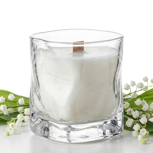 ELEMENT-TERRE Bougie Parfumée au Muguet PORTE-BONHEUR, Mèche en Bois, Verre collection, Parfums France