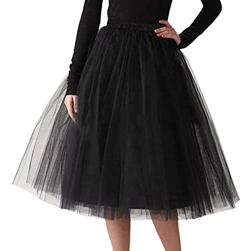 Tüllrock Schwarz Black Swan Kostüm, Schwarzer Tüllrock Damen Karneval Kostüm 50Er Tütü Rock Retro Ballet Tanzrock Tüll Ballett Petticoat...