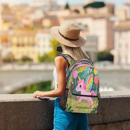 Cute Cartoon Lollipop Unicorn Kids Backpack, Lightweight School Bookbag Large Capacity Laptop Backpack Water Resistant Daypack Shoulder Bag for Teenager Boys Girls4