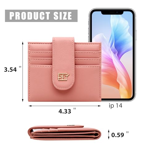 Image of Badiya Small Wallets for Women Bifold Multi Card Case Wallet Slim Credit Card Holder with Zipper Coin Purse, Pink, one size, Minimalist