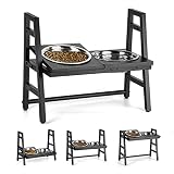 Elevated Dog Bowls, 3 Adjustable Height & 0-15°Adjustable Feeding Angle Raised Dog Bowl with 2 Stain