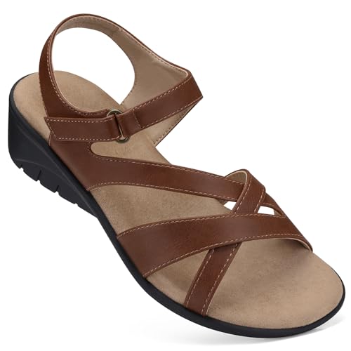 Image of SHIBEVER Wedge Sandals for Women Dressy: Comfortable Low Heel Sandals | Adjustable Casual Dress Shoes with Cushioned Insole and Non-Slip Sole, All-Day Walking