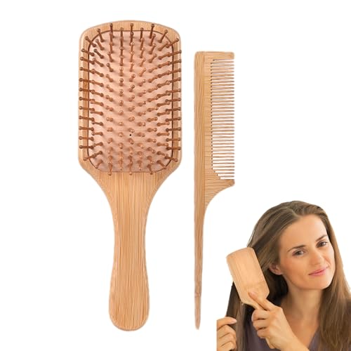 Ensemble De Brosses À Cheveux Naturels, Brosse À Cheveux Démêlante | Peigne Démêlant À Palette 2 Pièces | Brosse À Cheeveux Épais Et Bouclés, Brossse À Cheveeux Lissante Et Démêlante, Massage Fin Du