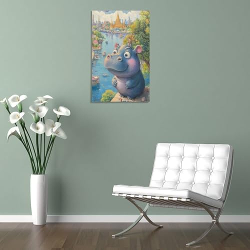 Toile hippopotame pour embellir un mur vide et personnaliser son intérieur