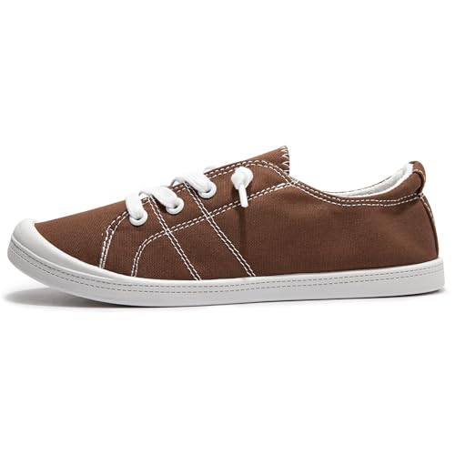 Image of Womens Slip On Shoes, Canvas Low Top Sneakers, Casual Classic Flat Shoes | Comfort Fashion Sneaker with Non Slip Rubber Outsole, Lightweight Tennis Shoes for Walking, Shopping, Picnic, Travel