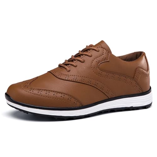 Golf Shoes for Mens Big Size Leather Waterproof Golfers Sneakers Spikeless Anti Slip Walking Footwears