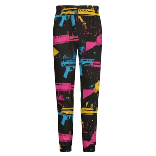 Artistic Splatter Machine Guns Soft Mens Pajama Pants Sleepwear Warm Lounge Sleep PJ Bottoms with Pockets4