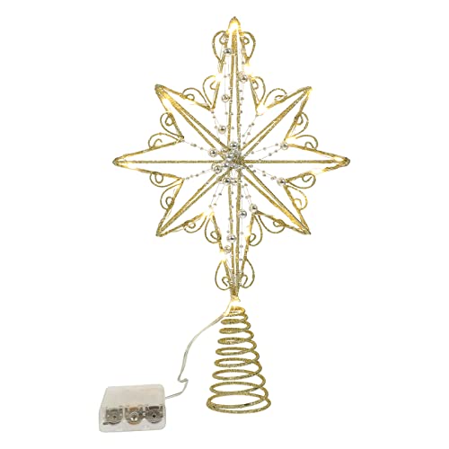 LUOZZY Topo de árvore estrela de Natal estrela de árvore dourada árvore de Natal estrela iluminada t