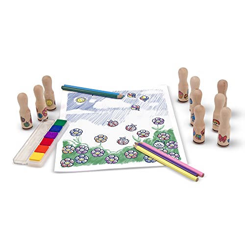 Melissa & Doug Deluxe Happy Handle Stamp Set With 10 Stamps, 5 Colored Pencils, And 6-Color Washable Ink Pad #TOP6