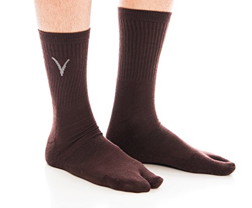 Image of 3 Pairs Thick Flip-Flop Big Toe Socks Crew Mid Calf or Ankle Size: Women 9-12 Men 8-11