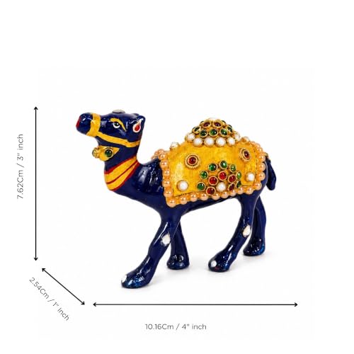 Image of eCraftIndia Handcrafted Decorative Camel Showpiece for Home Decor | Traditional Rajasthani Camel Figurine with Stone & Pearl Embellishments | Tabletop Decorative Accent for Living Room & Office
