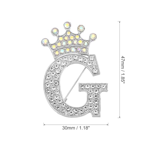 Image of PATIKIL Letter Brooch Pins, Crown Initial Rhinestone Alphabet Letter Lapel Badges Pin for Women Suits
