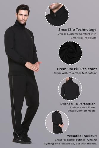 Image of GODFREY Zipper Track Suit For Man Winter Wear High Neck Cotton Tracksuit- Co ords For Men Regular Fit