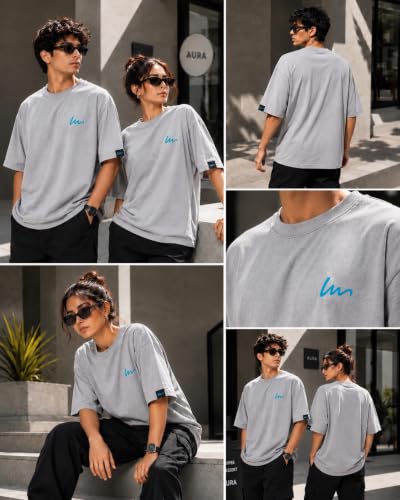 Image of Oversized T-Shirt for Men and Women, Black, White, and Charcoal Grey Colour, Cotton, Drop Shoulder Baggy Fit
