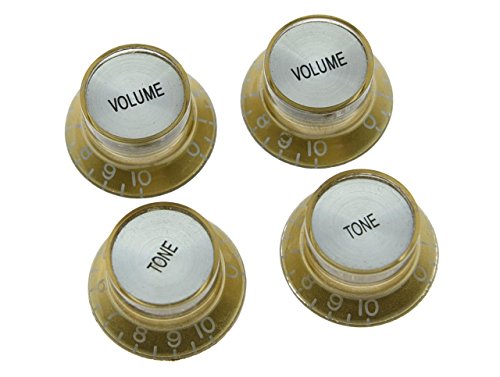 Dopro Juego de 4 pomos reflectores de guitarra LP dorados con tapa cromada para SG Epiphone Les Paul