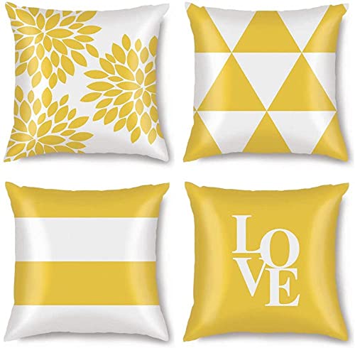 Protectores De Almohada Juego De 4 Cojines Decorativos De Jardín Almohadillas Para Piernas Cuadrado Elegante Funda De Almohada Geométrica Mirada De Lino Cremallera Invisible 45x45cm(18"x18") Se adapta Cover