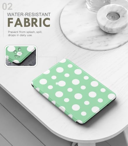 Image of MoKo Case for 6 inch Amazon Kindle Basic 11th Gen 2024 /2022, Green with Dots