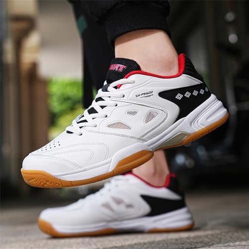 CHUUMEE Pickleball Shoes for Men Tennis Racquetball Squash Shoes Sneakers for All Court Badminton Athletic Shoes (10,White red) - Thumbnail 7