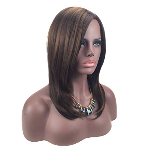 Peruca feminina de cabelo liso longo aparência natural requintada rede elástica (14483)