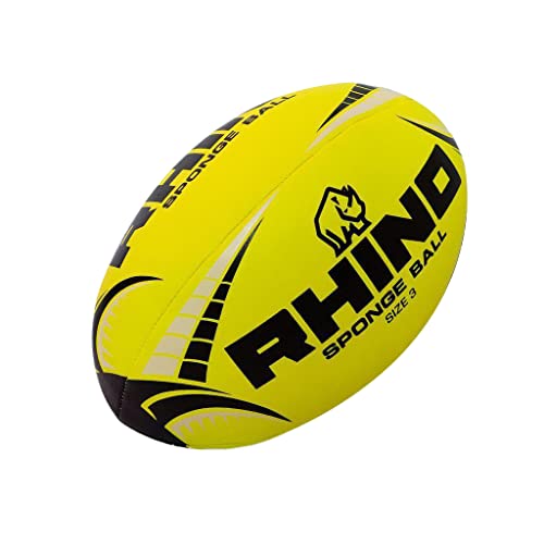 Rhino - Ballon d´entraînement de Rugby (Taille 3) (Jaune/Noir)
