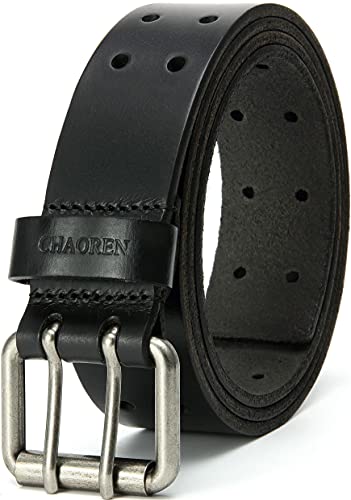 Leather Belts for Men Heavy Duty, Chaoren Full Grain Leather Work Belt 1 1 2 , Double Prong Casual Jeans Belt