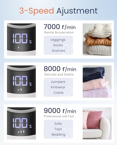 Image of BEAUTURAL Fabric Shaver and Lint Remover, Rechargeable Electric Sweater Shaver with 3 Speeds, 6 Leaf Blades and LED Display, Portable Pilling Remover for Clothes, Furniture, Blankets, White