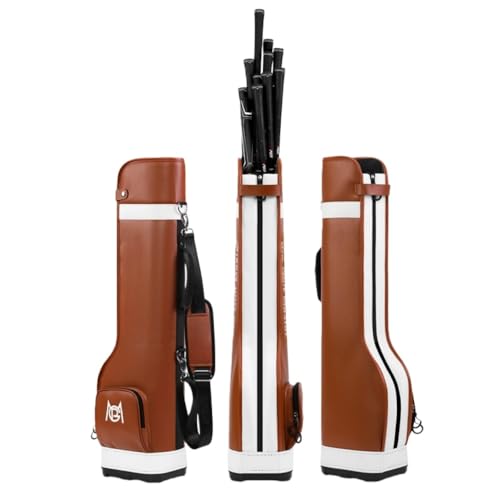JICOMUSクラブケース、ゴルフバッグ 、PUレザー、自立 、14本収納、大容量、軽量、防水、耐摩耗性、練習用、旅行用、 男女兼用 (ブラウン)