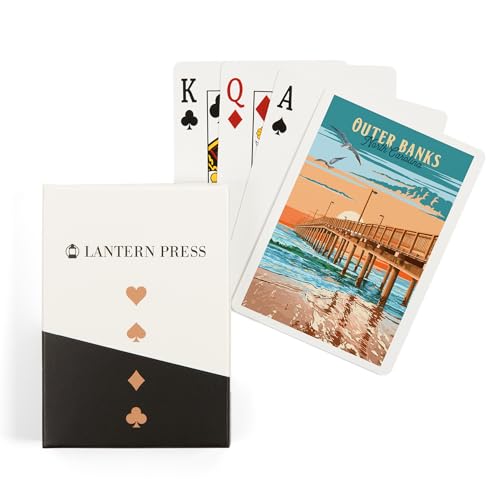 Lantern Press Outer Banks North Carolina, Baraja de 52 cartas póker