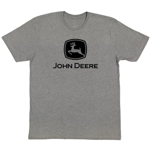 John Deere Mens Short Sleeve Graphic Tee Trademark-Charcoal-Large