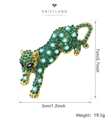 Image of Fashion Women Men Vintage Leopard Brooch Colorful Full Rhinestones Crystals Wild Animal Corsage Lapel Pin Birthday Gift Party