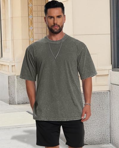 Image of Oversized Tshirts for Men Short Sleeve Vintage Washed Basic Loose Tees 2026